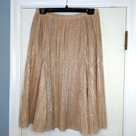 Anthropologie Maeve Pleated Metallic Midi Skirt - Picture 2 of 2